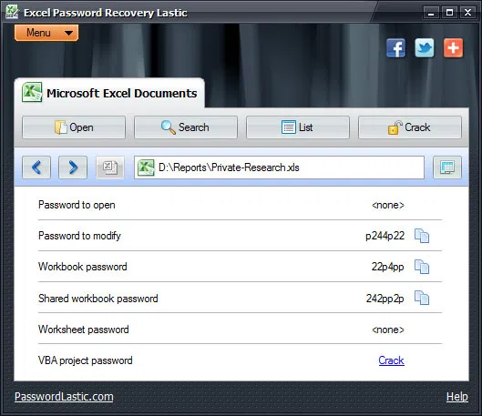 Excel Password Lastic Tool