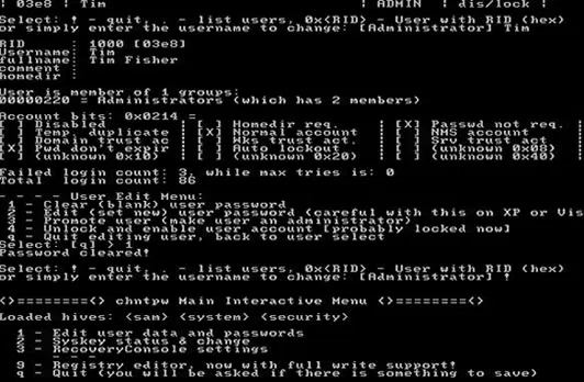 reset windows password with Hiren's BootCD