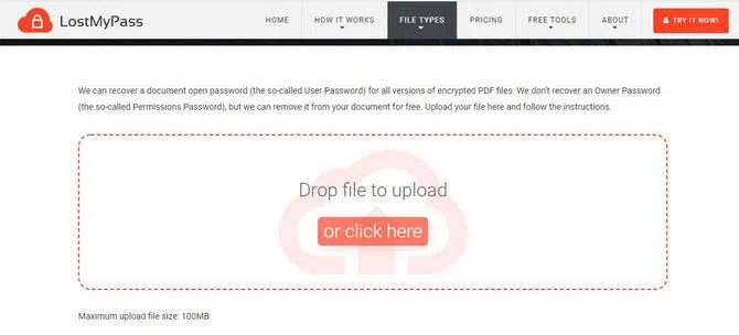 lostmypass online pdf unlocker