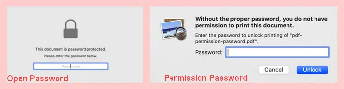 pdf open and permission password