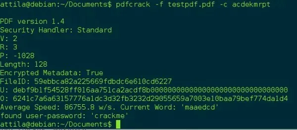 pdfcrack parameters