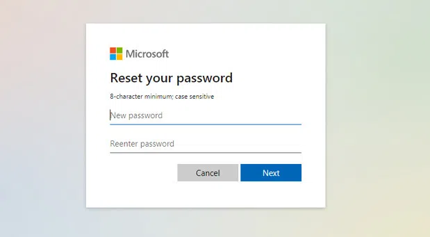 reset password live.com