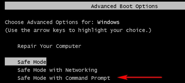 advanced boot options windows 7